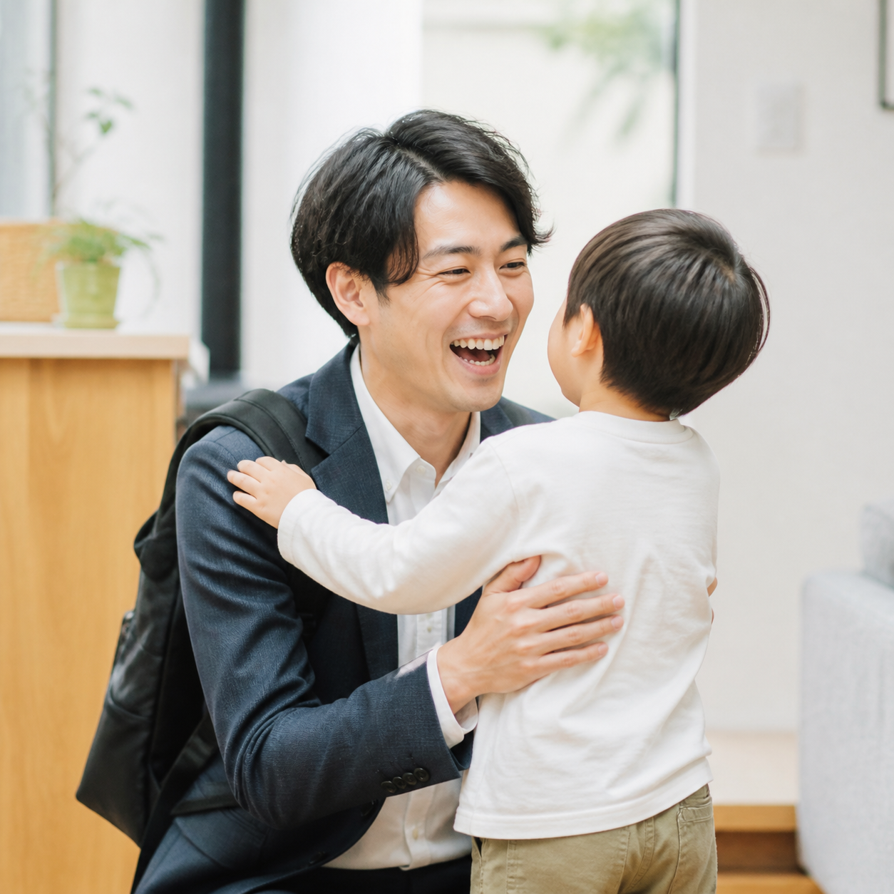 仕事と子育てを両立する親子